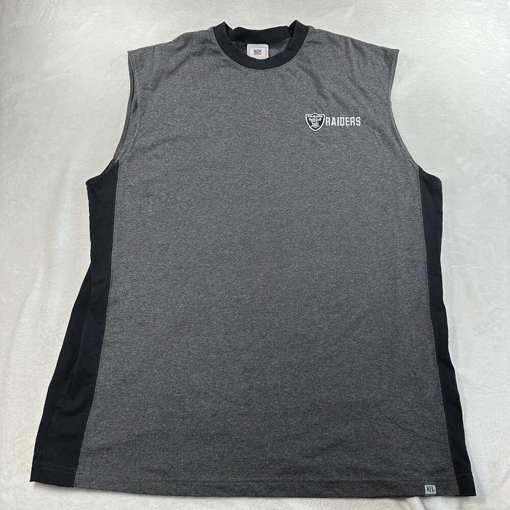 Vintage NFL Oakland Raiders Sleeveless T-Shirt Men’s XL Gray Black Muscle Tank